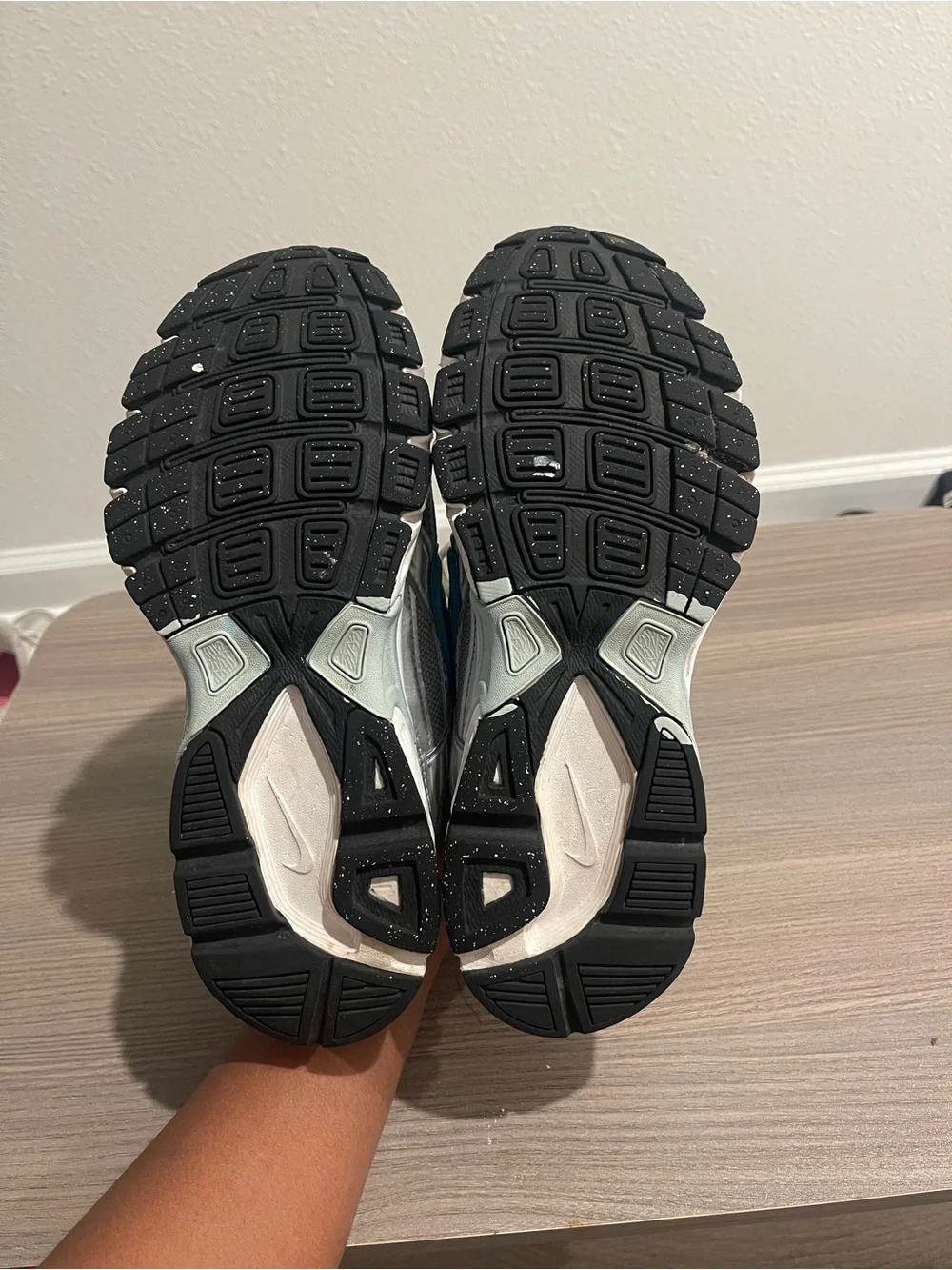 Nike Kids Silver Sneakers with Light Blue Swoosh - Picture 6 of 6